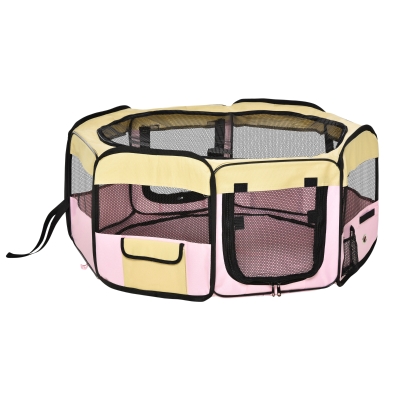 Pawhut Fabric Folding Dog Pens Pet Puppy PlayPen, 37x37cm-Pink