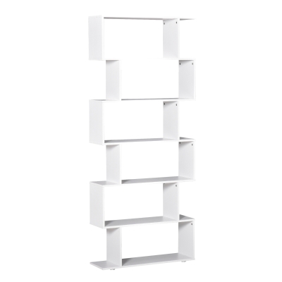 HOMCOM Estanteria Libreria 6 Estantes Madera Forma S 80x24x191 cm Estantes Color Blanco