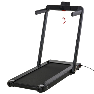 HOMCOM Cinta de Correr Eléctrica Plegable 1-12km/h Cinta de Andar Portátil con Pantalla LED Táctil Control Remoto Bluetooth Ruedas de Transporte Casa Oficina 134x66x107 cm Negro