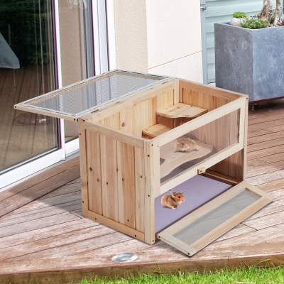 Pawhut Gabbia per Criceti e Piccoli Roditori, 60x35x42cm