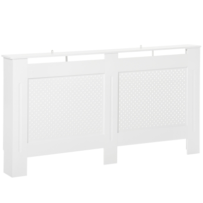 Homcom Copritermosifone in Legno a Griglia Bianco, 151.5x82x19cm