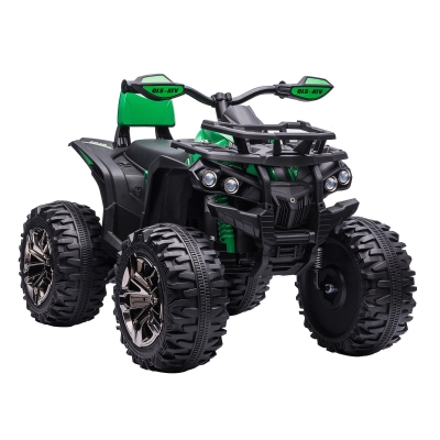 HOMCOM Quad Eléctrico 12V para Niños +3 Años con Faros Música Neumáticos de Suspensión Botones Avance y Retroceso Vehículo Eléctrico a Batería 100x65x73 cm Verde