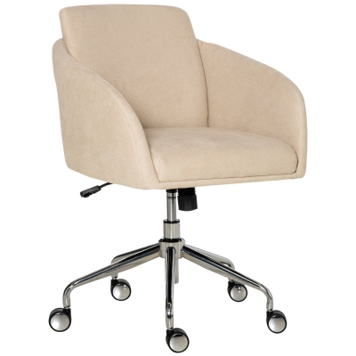 Vinsetto Bürostuhl mittelhoch Schreibtischstuhl Drehstuhl ergonomischer Computerstuhl höhenverstellbar Smat-Touch Metall Beige 64 x 63,5 x 90,8 cm