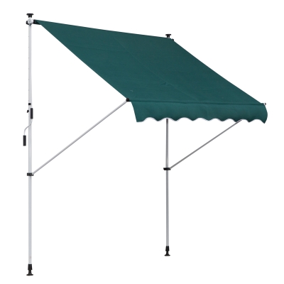 Outsunny Toldo para Balcón Ajustable 200x150cm con Patas Telescópicas de Suelo a Techo Perfecto para Puertas y Ventanas Color Verde