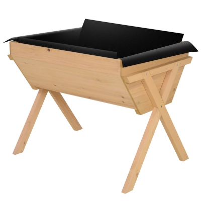 Outsunny Huerto Urbano de Madera 100x70x80 cm Mesa de Cultivo para Plantas Flores Hortalizas con Patas Elevadas 4 Orificios de Drenaje y Tela Geotextil