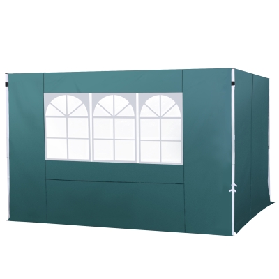 Outsunny® 2 Paredes Parte Laterales para Carpa 3x3m Lado Parasol de Gazebo Tela Oxford con Ventana Medidas 300x200cm Verde Oscuro