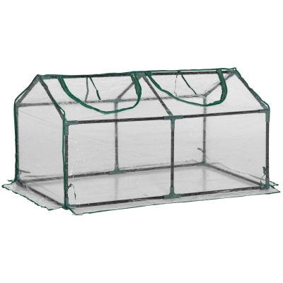 Outsunny Invernadero de Terraza 120x60x60 cm Caseta de Jardín Acero con 2 Ventanas Enrollables Vivero Casero para Cultivo de Plantas Verduras Flores Transparente