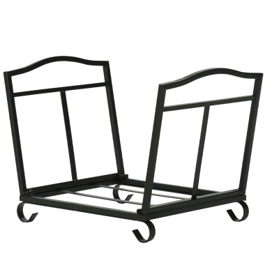 Outsunny Estante para Leña Plegable Leñero Interior y Exterior Metálico con Rejilla y Base Elevada Carga Máx. 50 kg 48x34x37 cm Negro