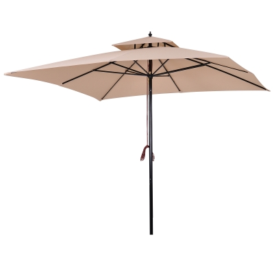 Outsunny Umbrela de Gradina 300x300cm Dublu Acoperis Poliester si 8 Elemente