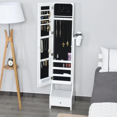 Dulap reglabil de bijuterii cu oglinda si lumini LED