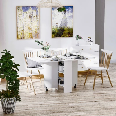 Masă Pliabilă pentru 4-6 Persoane, 140x75x74cm, Alb