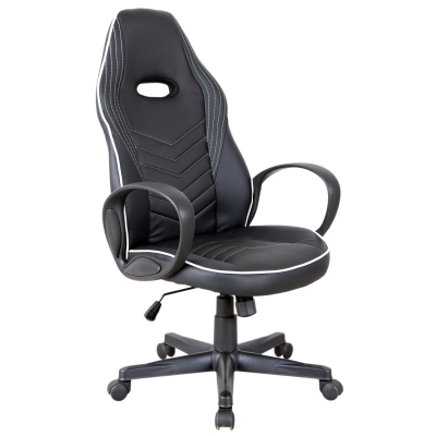 Vinsetto Fotoliu de Birou Gaming cu Invelis in Piele PU Premium Design Ergonomic Negru si Alb