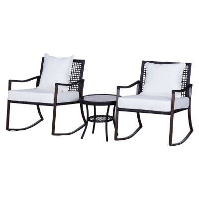 Outsunny Set 2 Fotolii tip Leagan de Gradina cu Perne si Masa in Rattan Maro