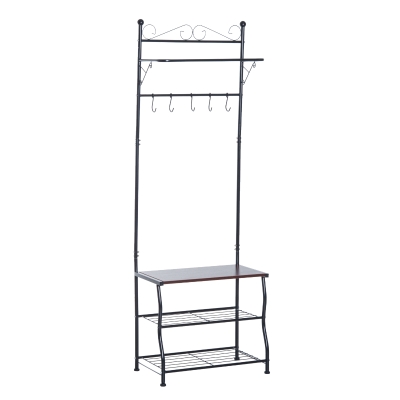 Homcom Cuier pentru Hol cu Rafturi Dulap pantofi in Metal, Negru