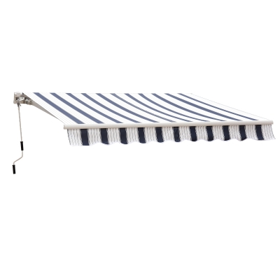 Outsunny Perdea Soare Rulanta de Perete Manuala cu Dungi , Albastr si alb, 2.5x2m