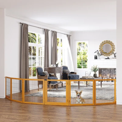 Gard Caini – 6 Panouri, Lemn & Otel, 432×36×70 cm