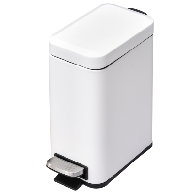 HOMCOM Cos de Gunoi cu pedala, Capacitate 5 l, 29.2 x 14 x 32 cm, Metal, Alb