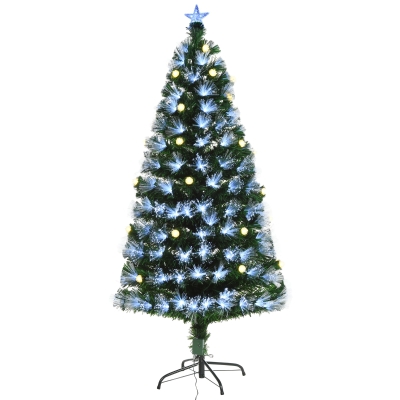 HOMCOM Brad de Craciun artificial de 120 cm cu 130 de ramuri, lumina LED cu fibra optica