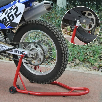 HomCom Cavalletto Supporto per Moto Posteriore Con Doppio Tipo di Accessori in Acciaio, Rosso