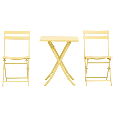 Outsunny Set Masa si Scaune de Gradina Pliabile din Metal Galben
