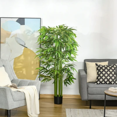 Planta artificiala de bambus, cu ghiveci, 160cm, verde