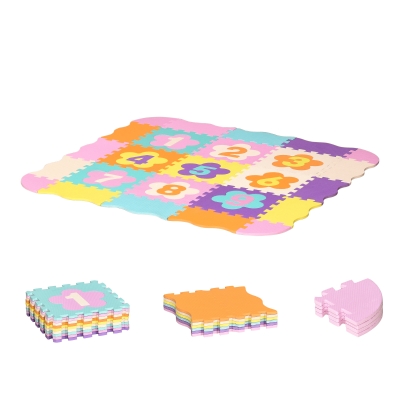 HOMCOM Covor puzzle copii 25 Piese Suprafata acoperita 120 cm Asamblare Plata si 3D