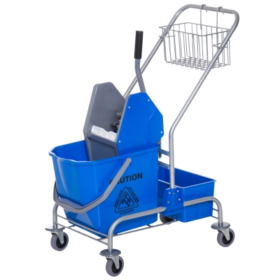Homcom Carucior Curatenie Profesionala Galeata 25L si Storcator, Albastru