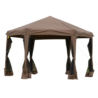 Outsunny Foisor de Gradina pliabil cu Plasa de tantari 3.6x3.6x2.6m Maro