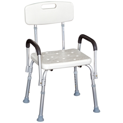 HomCom, scaun reglabil cu spatar de dus, 46,5x54x72,5-85 cm