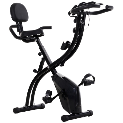 HOMCOM Bicicleta Magnetica Pliabila de Camera din Otel Negru cu Benzi Elastice