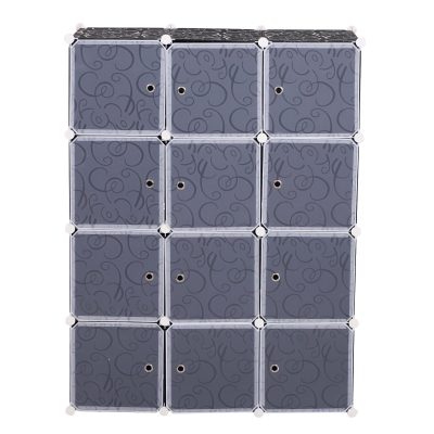 Homcom Dulap Haine Modular 12 Cuburi DIY in PP Alb si Negru 111x47x145cm