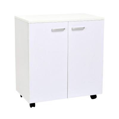 HOMCOM Comodă TV din Lemn cu Roți și 2 Dulapuri Consolă Casetieră 60x35x65cm (Alb, Violet)