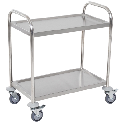 Homcom Carucior Pentru Bauturi Racoritoare de Bucatarie 2 Rafturi in Otel Inox 71x41x81cm