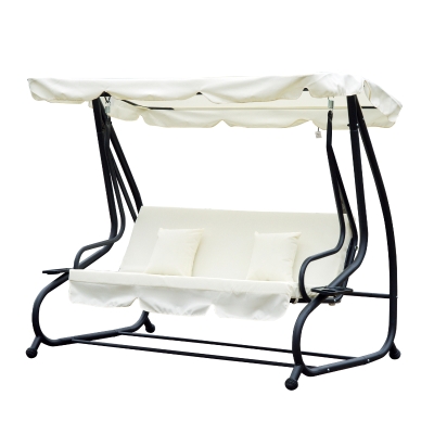 Outsunny sezlong gradina, rabatabil, 200×120×164cm, crem