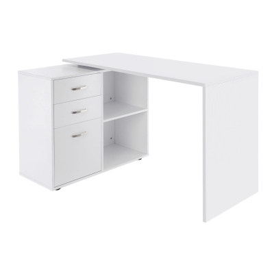 Homcom Birou cu Unghi, Alb, 117x83.5x76cm