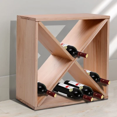 Suport pentru Sticle de Vin, 50x26x50cm, Lemn Natural
