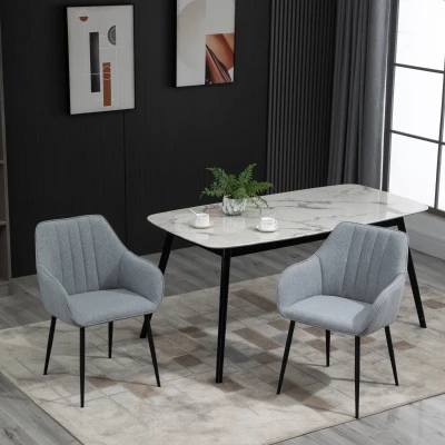 Set 2 Scaune Gri – Moderne & Tapitate pentru Bucatarie/Sufragerie