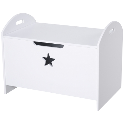 Homcom Cufar Cutie de depozitare pentru jucarii din lemn pentru camera de copii alb 62 x 40 x 46.5 cm