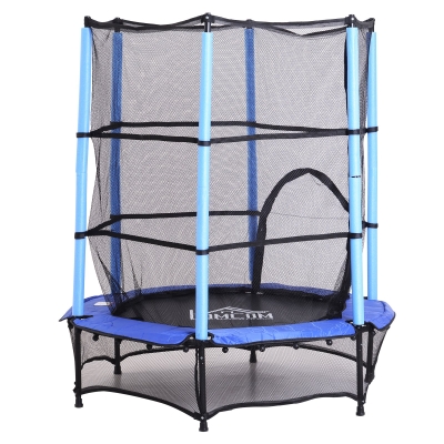 Homcom Trambulina cu Plasa de siguranta, Negru si Albastru, Φ 140 x 162 cm