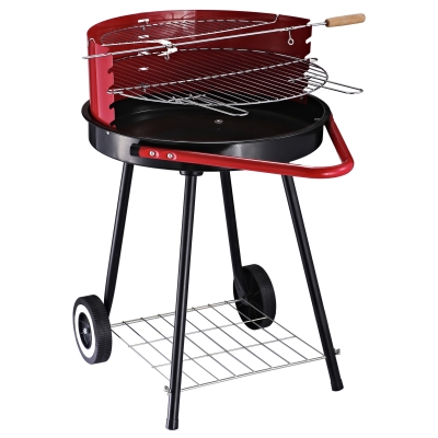 Outsunny barbecue reglabil, 67x51x82cm, negru si rosu