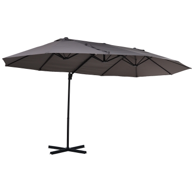 Outsunny Umbrela Dubla din Poliester Anti-UV Impermeabila Gri 270x460x250cm