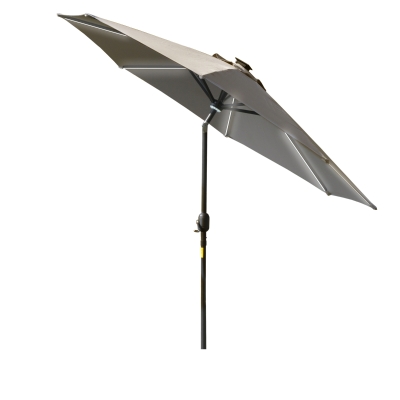 Outsunny Umbrela de Gradina Φ266x245cm cu Manivela si care se Inclina Lumini LED