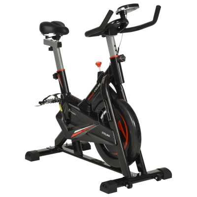 Soozier Bicicleta Fitness pentru Antrenament Cardio cu Ecran LCD din Otel Negru
