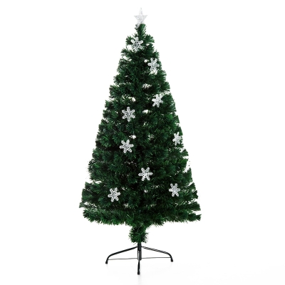 HomCom Brad de Crăciun 20 becuri LED în Formă de Cristal de Zăpadă 150cm