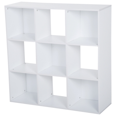 Homcom Biblioteca 9 Compartimente Cub Alb 91,5x29,5x91,5cm