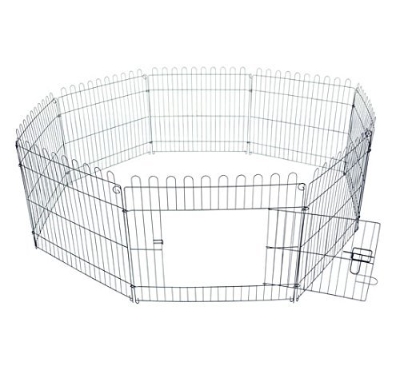 PawHut Țarc pentru Animale Pisici Câini Pui Cușcă din Oțel Φ158 x 61cm Negru