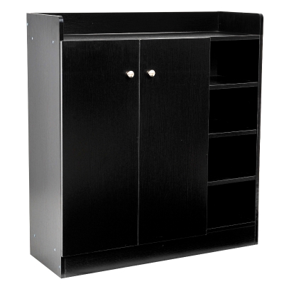 Homcom Dulap Pantofi Lemn Dulap Hol Coridor cu 2 Usi Basculante 3 Rafturi 83 x 30 x 90 cm Negru
