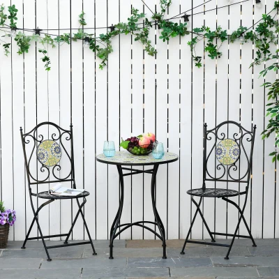 Set Masa si Scaune Gradina, Metal si Majolica Colorata