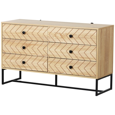 Homcom Comodă design stil industrial din Natual Wood și metal negru