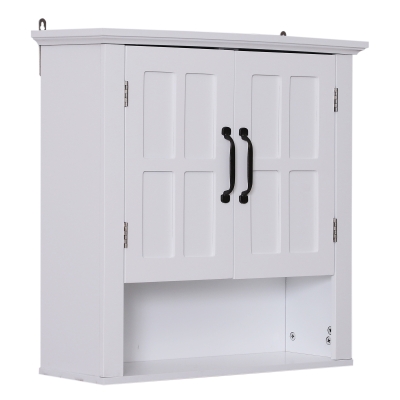 Homcom Dulapior 2 Rafturi de Montat pe Perete de Perete Bucatarie Baie Lemn 60x19,8x58cm Alb